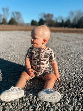 Load image into Gallery viewer, Sad Beige Semis Bamboo Shortie Romper
