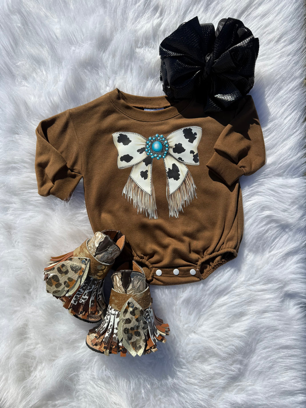 Cowgirl Bow Bubble Romper