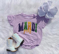 Faux Sparkle Mardi Gras Bubble Romper
