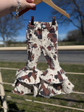 Cow Print Double Bell Bottom Jeans