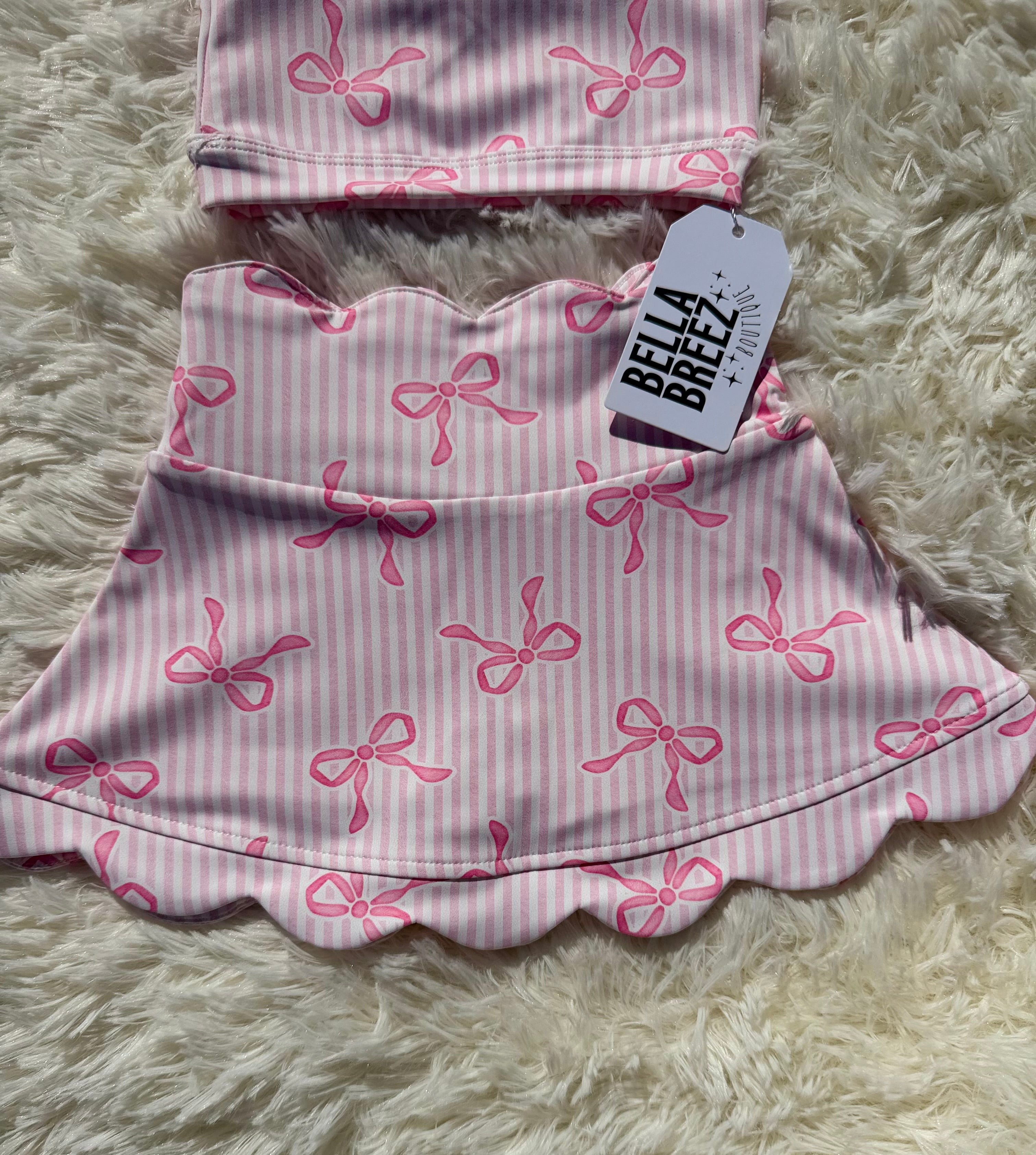 Pink Bow Babe Yoga Skirt Set