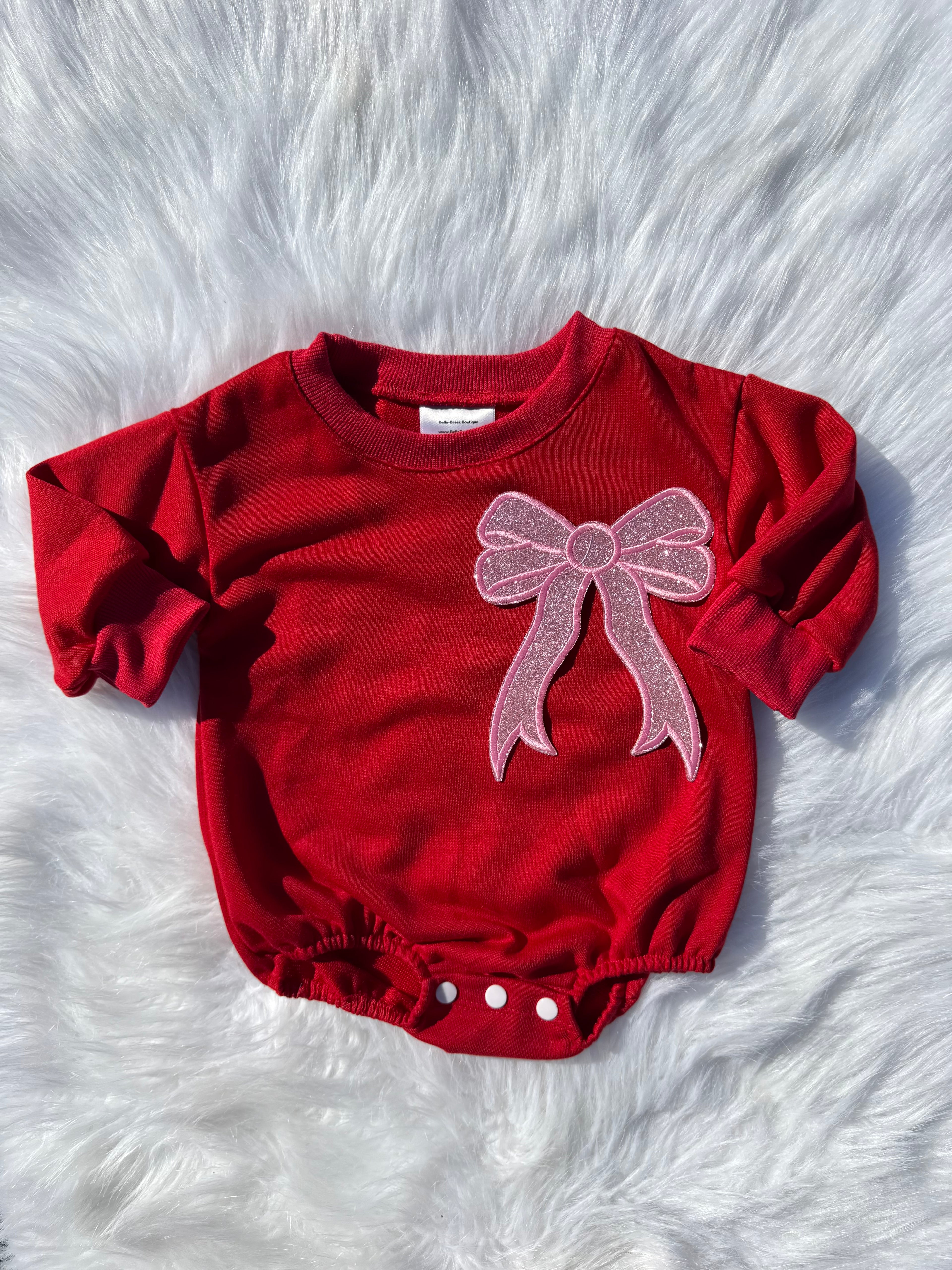 Bow patch bubble rompers (MULTIPLE OPTIONS)