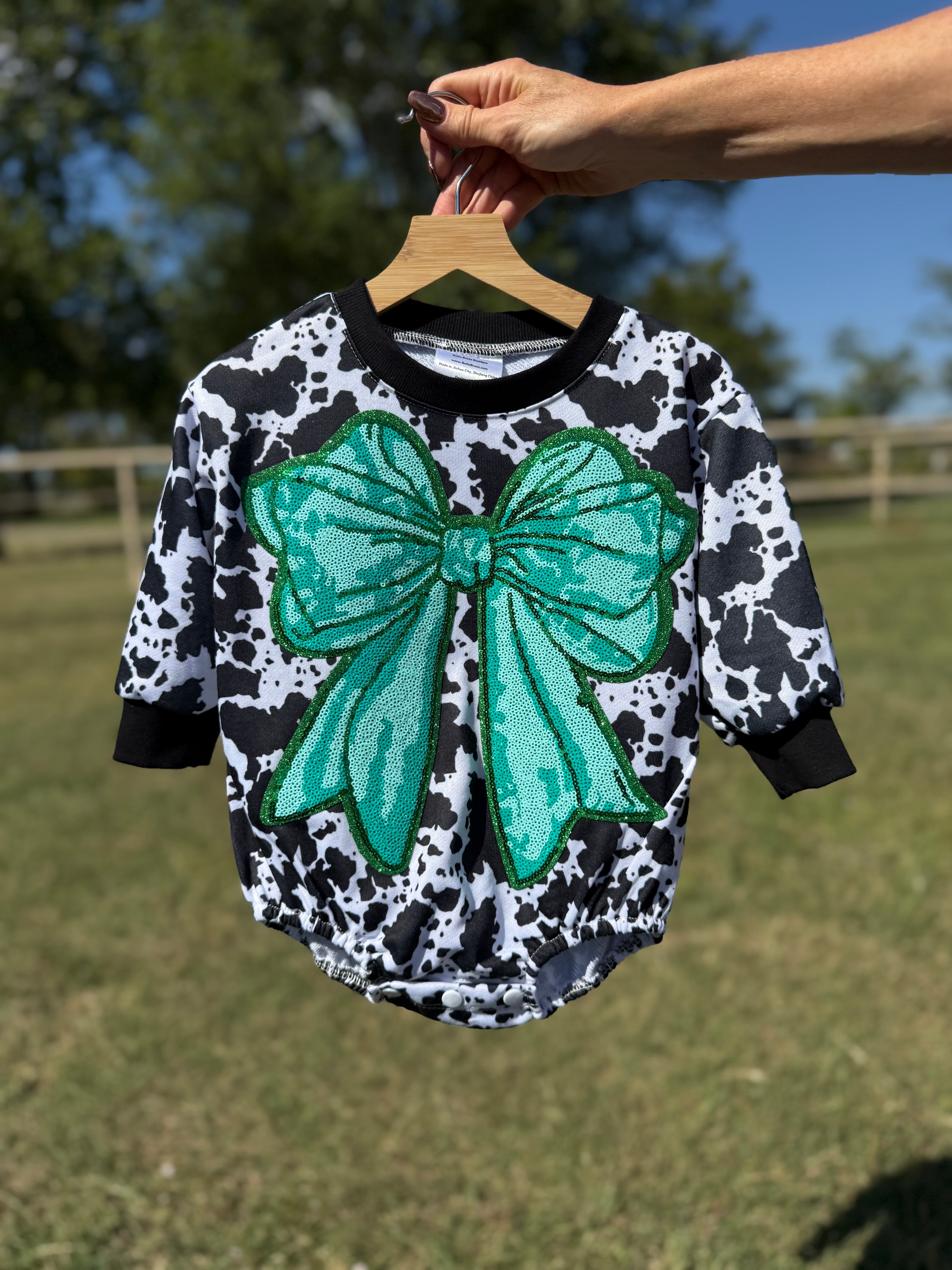 Cow Print Bow Bubble Romper (2 options)