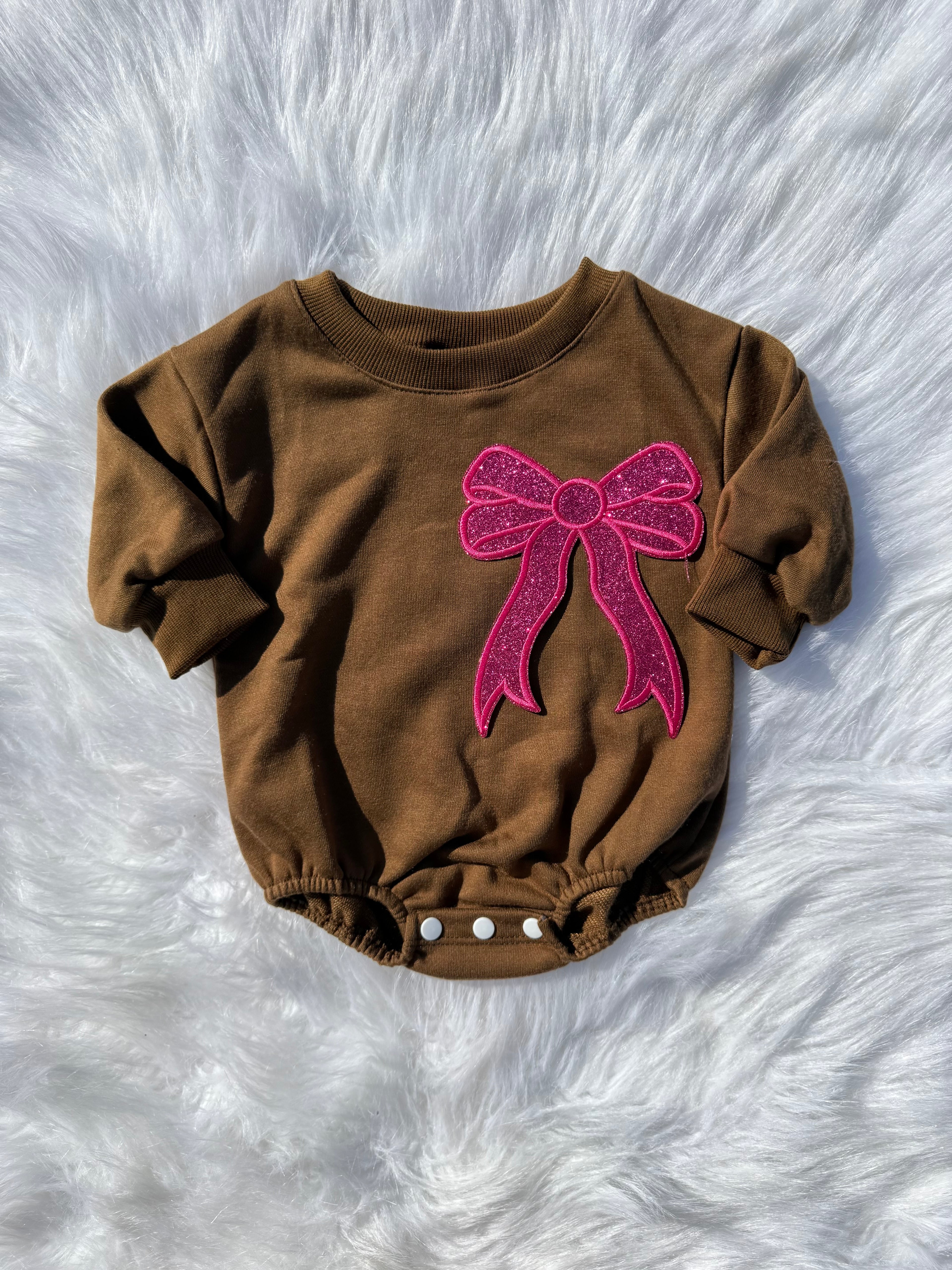Bow patch bubble rompers (MULTIPLE OPTIONS)