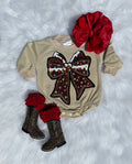 Gingerbread Bow CREWNECK/BUBBLE ON TAN