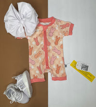 Load image into Gallery viewer, Peach Bunnies Bamboo Shortie Romper
