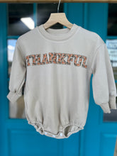 Load image into Gallery viewer, Long Sleeve Thankful With Boots &amp; Pumpkins Oversized Romper - tan (FINAL SALE)
