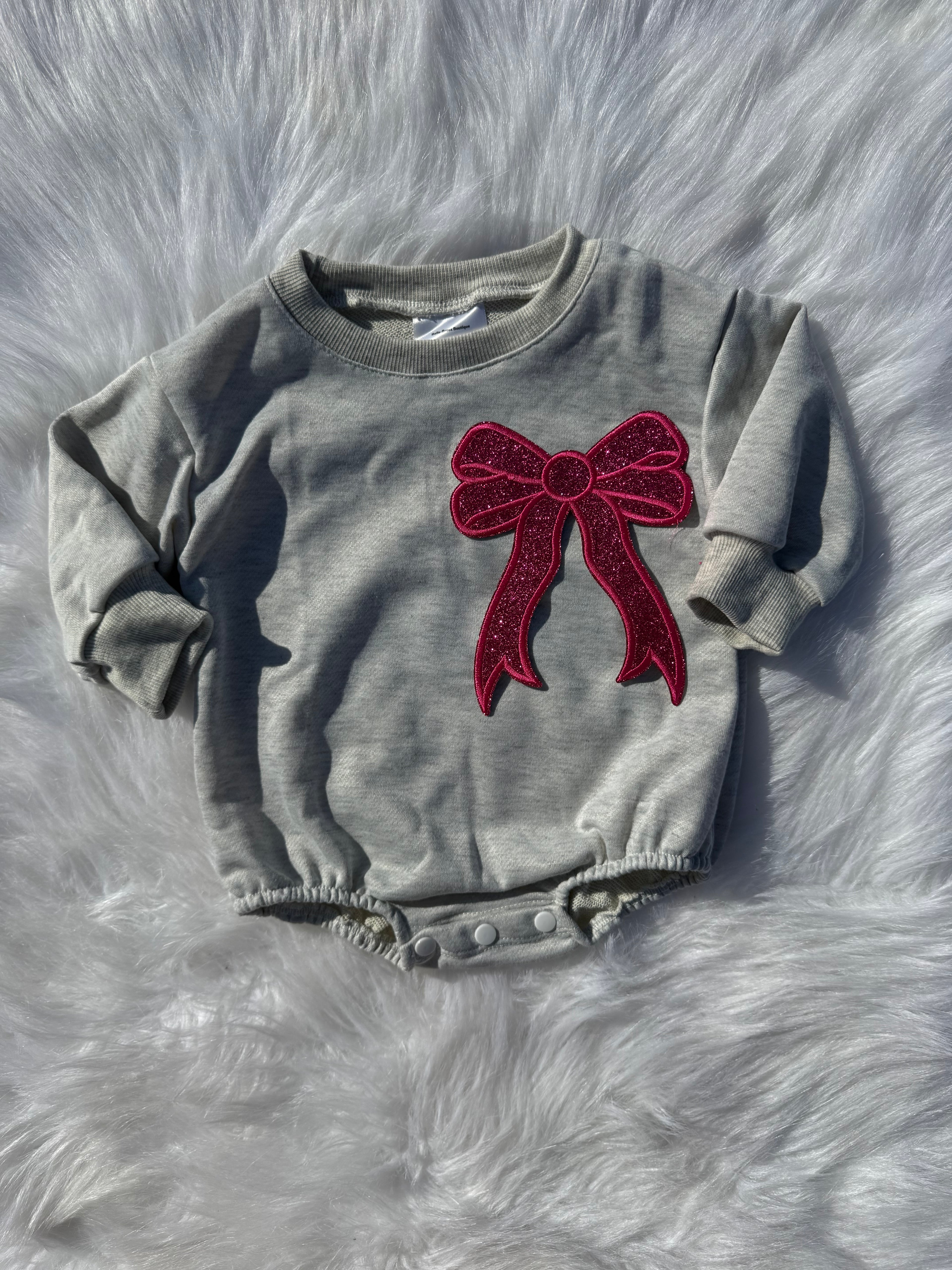 Bow patch bubble rompers (MULTIPLE OPTIONS)