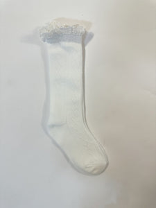 Knee High Knit Lace Girl Socks