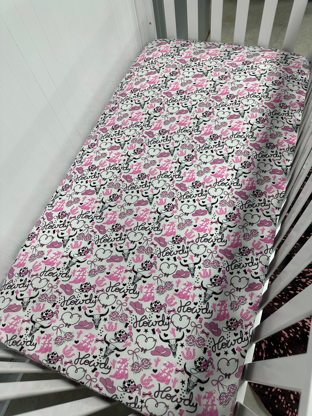 Pink Howdy Bamboo Crib Sheet