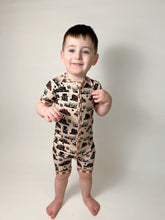 Load image into Gallery viewer, Sad Beige Semis Bamboo Shortie Romper
