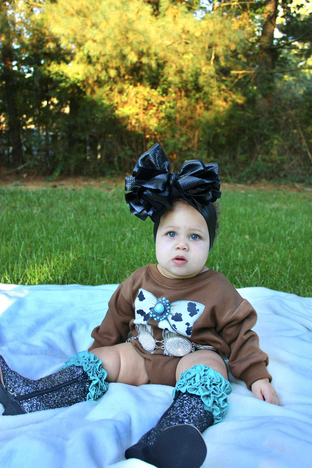 Cowgirl Bow Bubble Romper