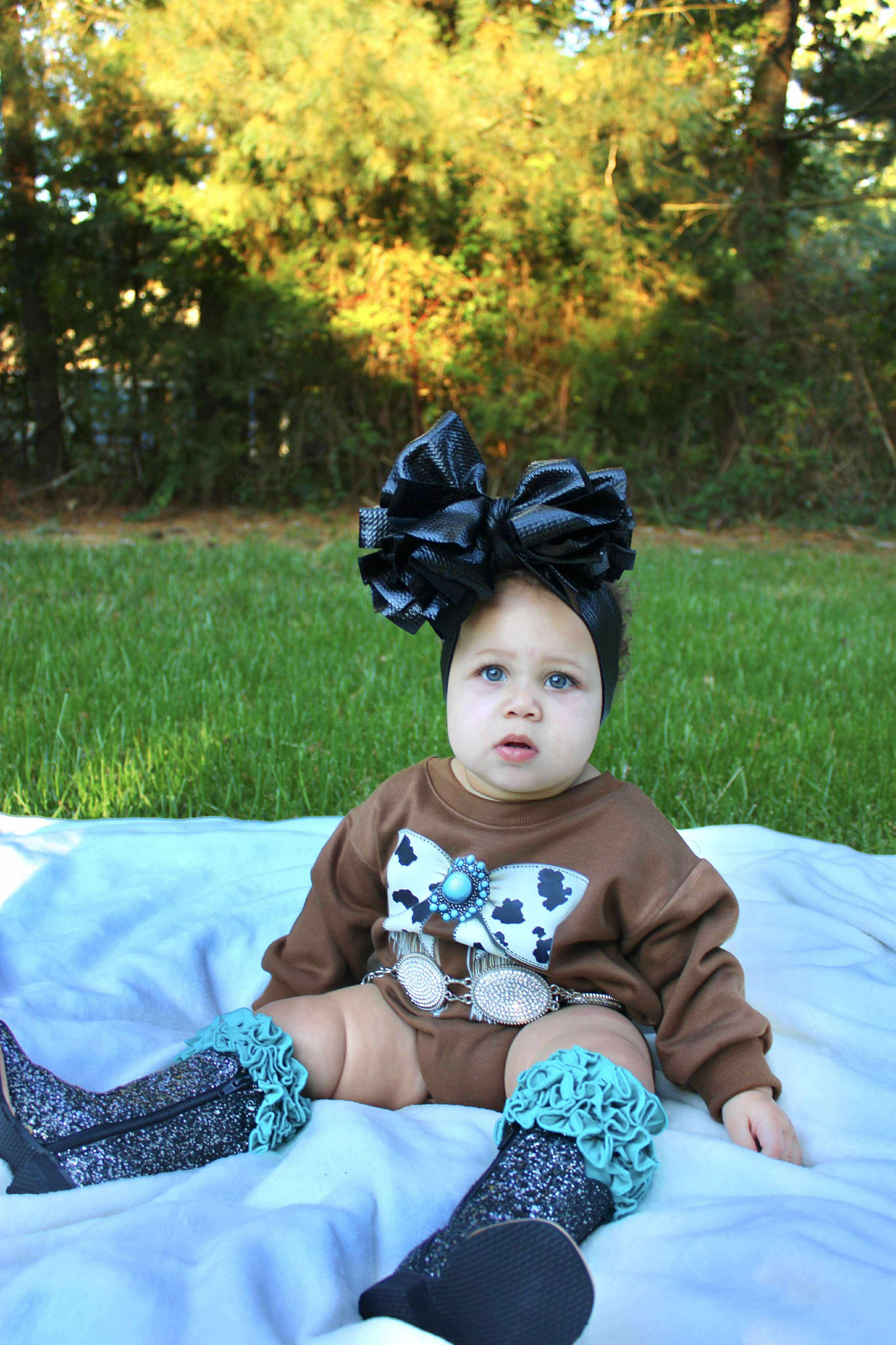 Cowgirl Bow Bubble Romper