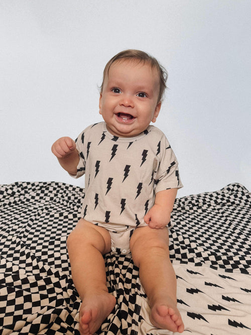 2T Neutral Bolts Oversized Bamboo Romper (FINAL SALE)