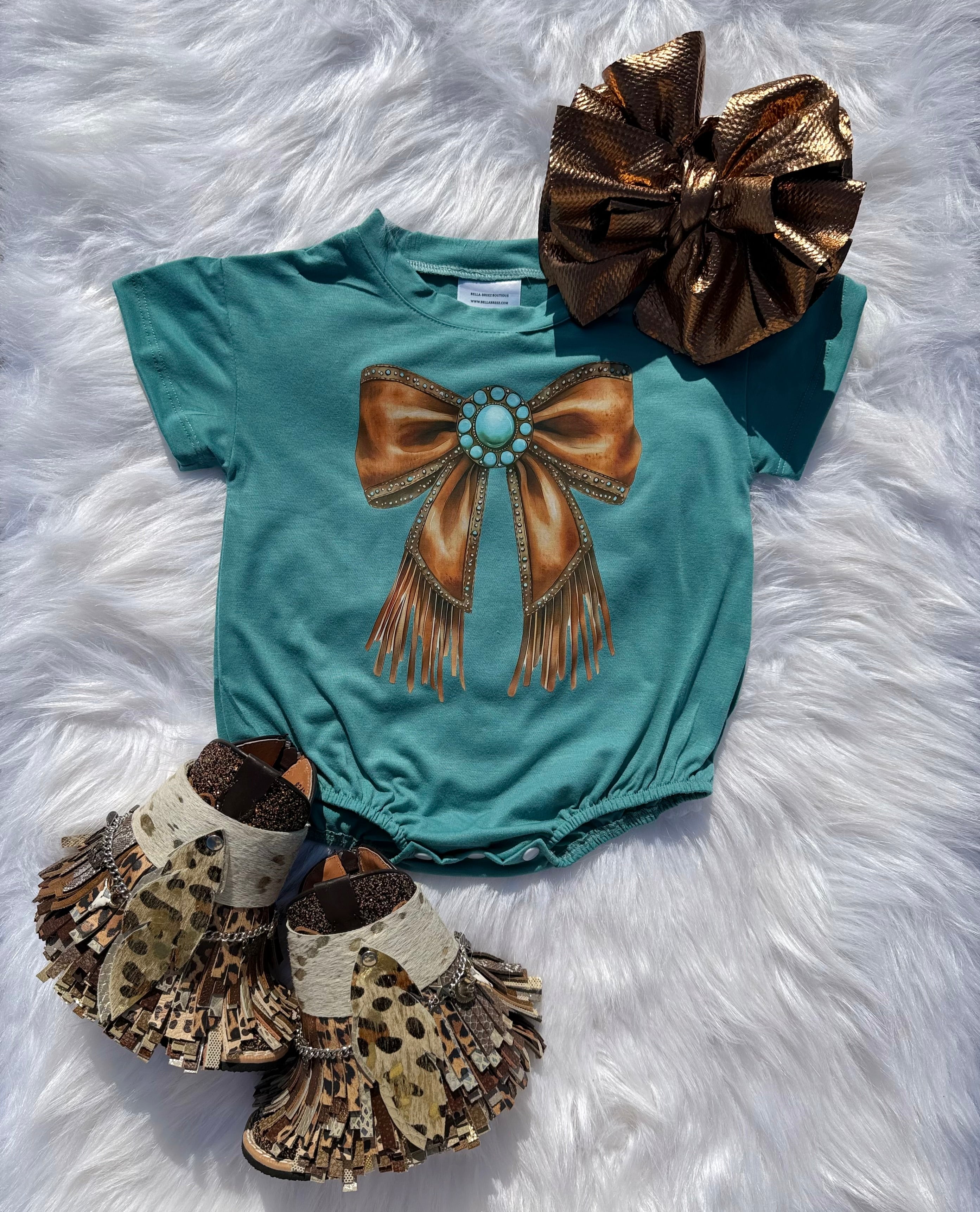 Squash blossom bow bubble romper