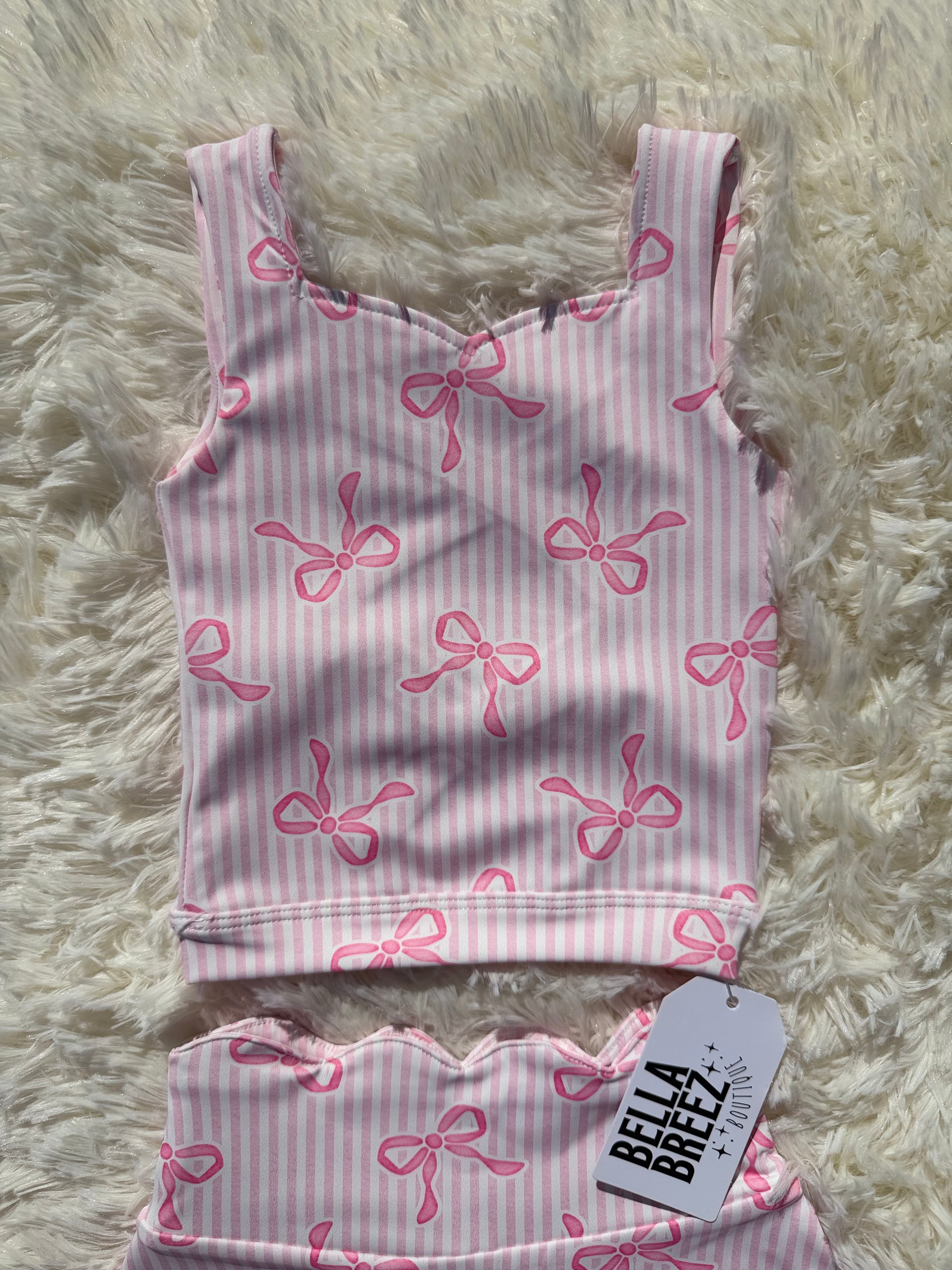 Pink Bow Babe Yoga Skirt Set