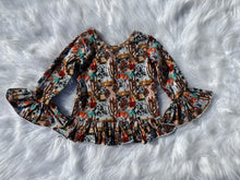 Load image into Gallery viewer, The World Needs More Cowboys Bell Sleeve Leo/Top
