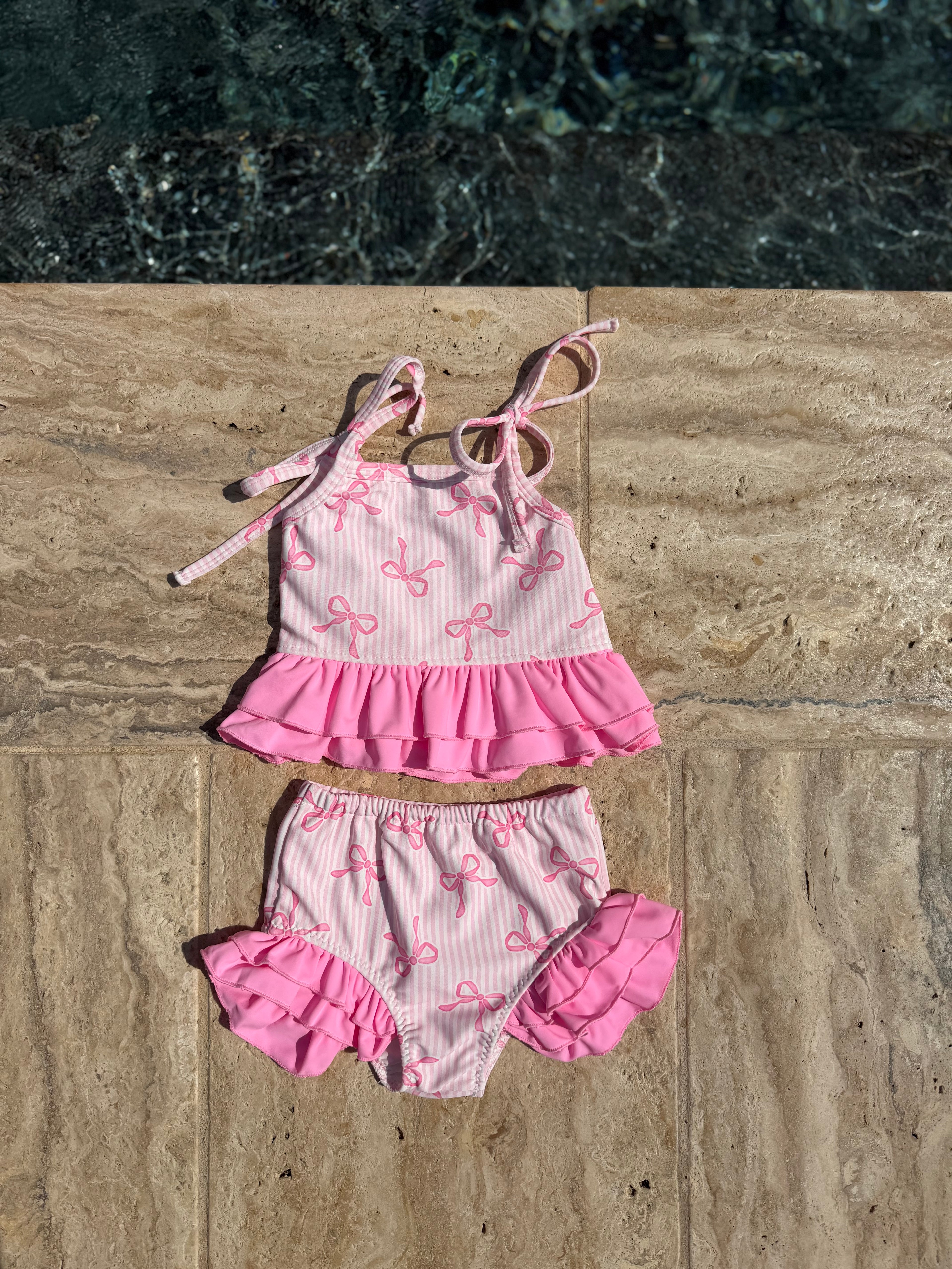 Pink Bows 2 Piece Swim Suit