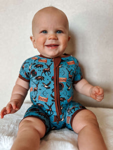 BLUE Bella-Breez Hunting Club Bamboo Shortie Romper