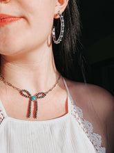 Load image into Gallery viewer, Turquoise Stone Beaded Bow Necklace

