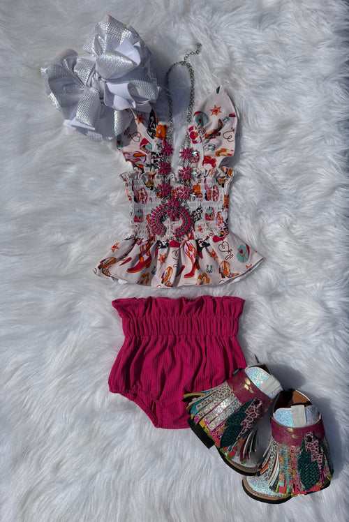 0/3 Months & 3/6 Months Wild Heart Cowgirl Scrunch Top  (FINAL SALE)