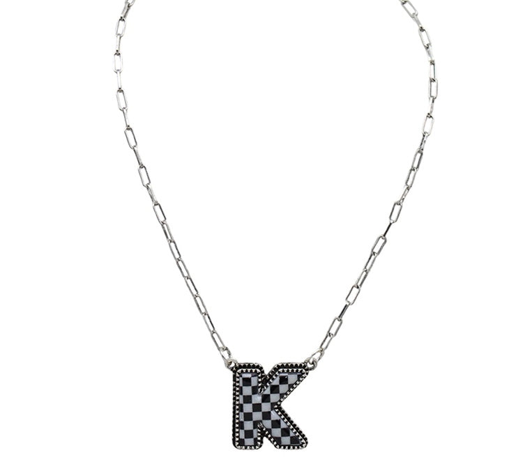 Checkered Initial necklace (FINAL SALE)