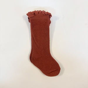 Knee High Knit Lace Girl Socks