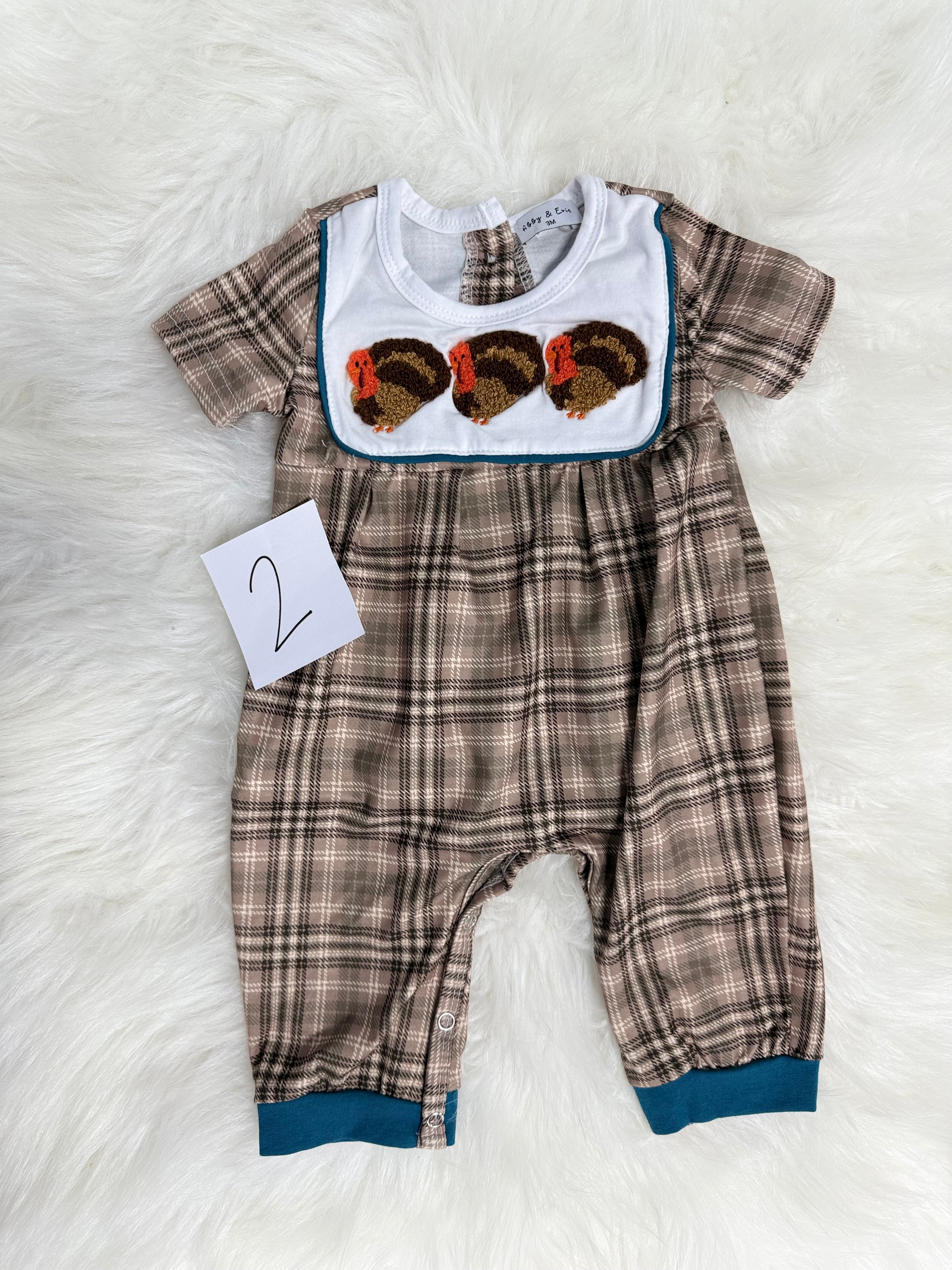 Blue Plaid Thanksgiving Jumper (#2) FINAL SALE