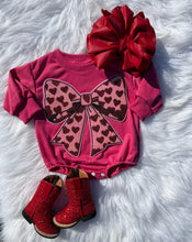 Load image into Gallery viewer, Dark Pink Valentines Day Patch Bubble Rompers
