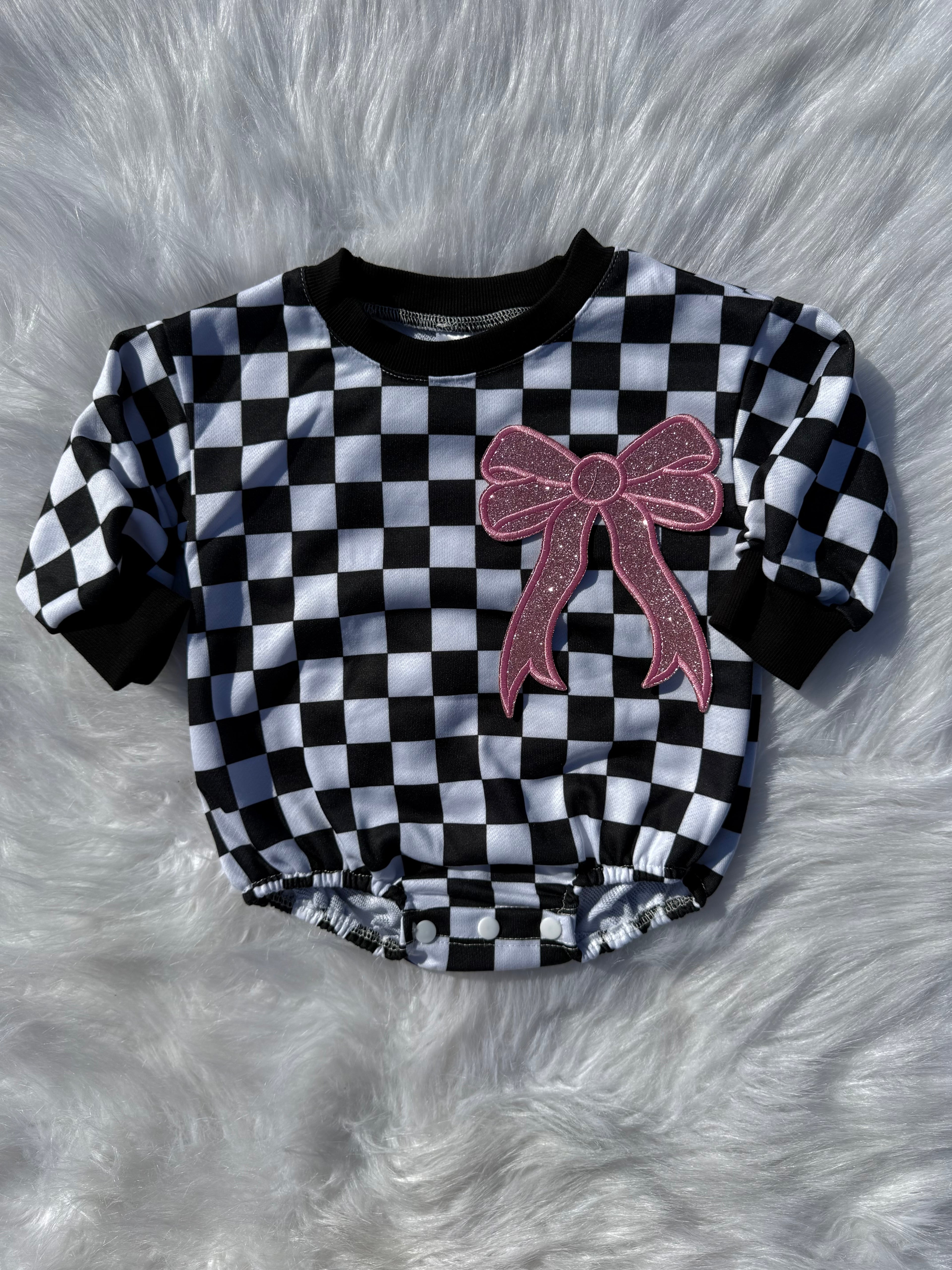 Bow patch bubble rompers (MULTIPLE OPTIONS)