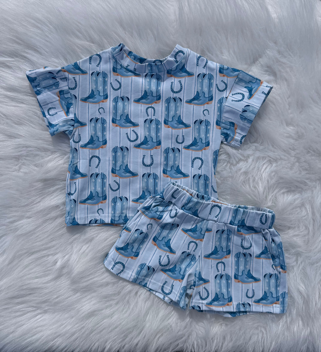 Blue wranglin' short set