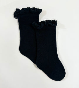 Knee High Knit Lace Girl Socks