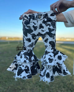 Black Cow Print Rodeo Queen Jeans