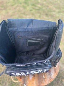 Black Embossed Leather Diaper Backpack