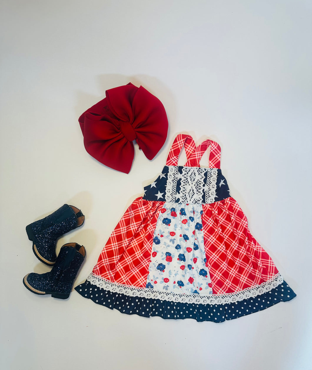 Red, White, & Floral Dress