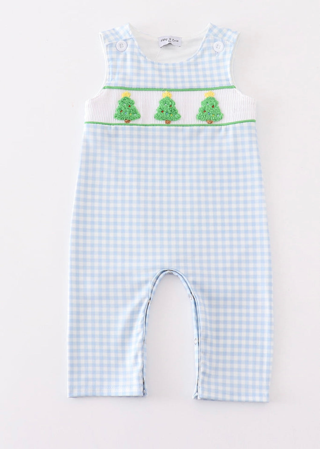 2T Blue Christmas Smocked JonJon Romper (FINAL SALE)