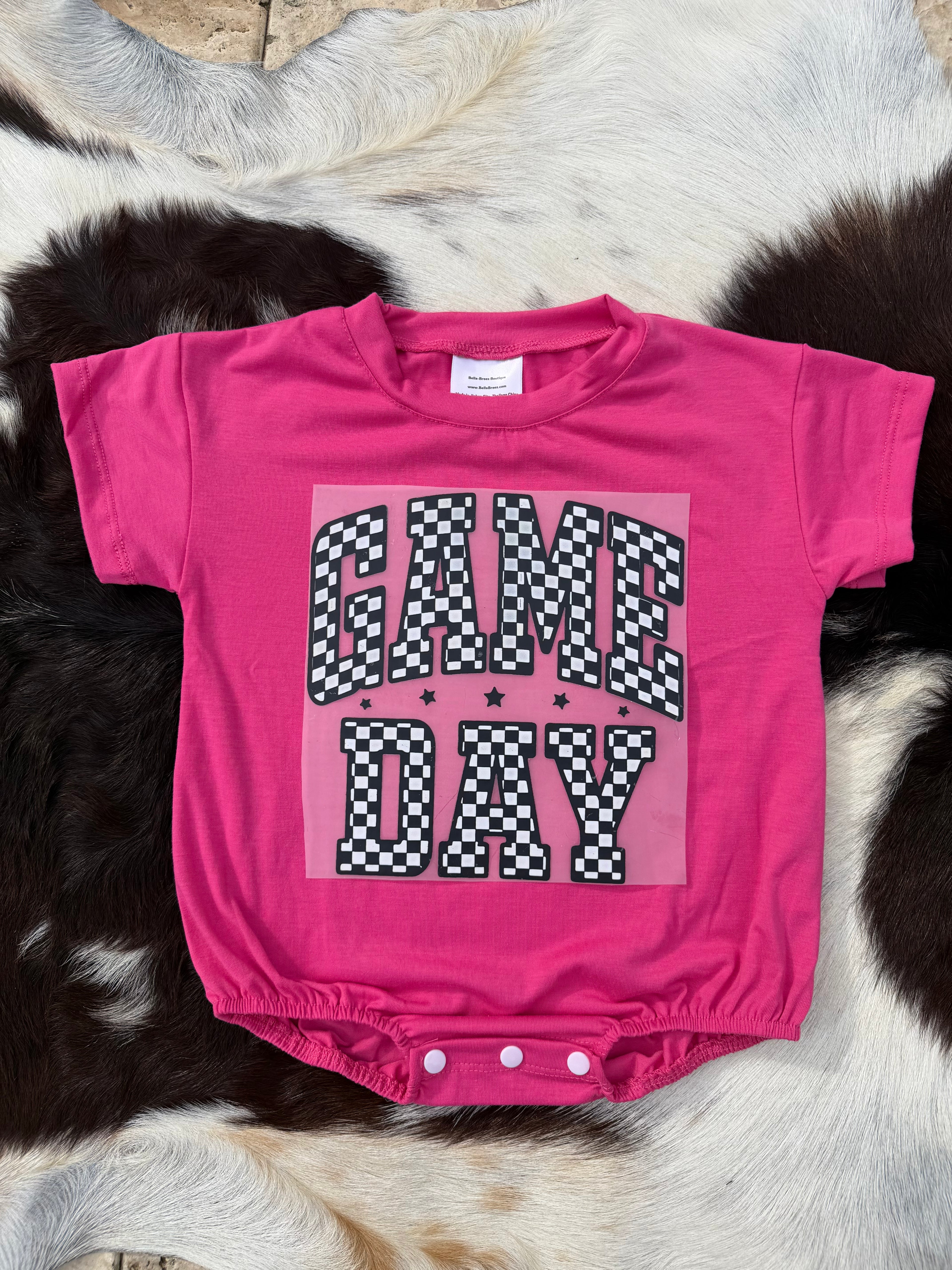 Checkered game day bubble romper (10 color options)