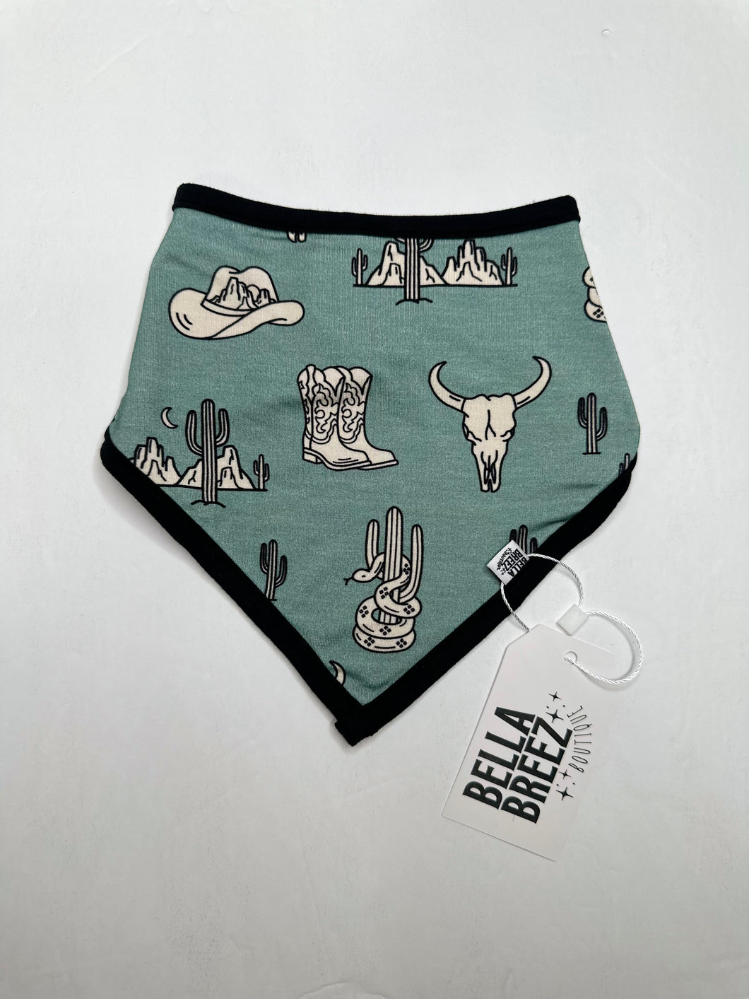 Teal Wild West Bamboo Bib