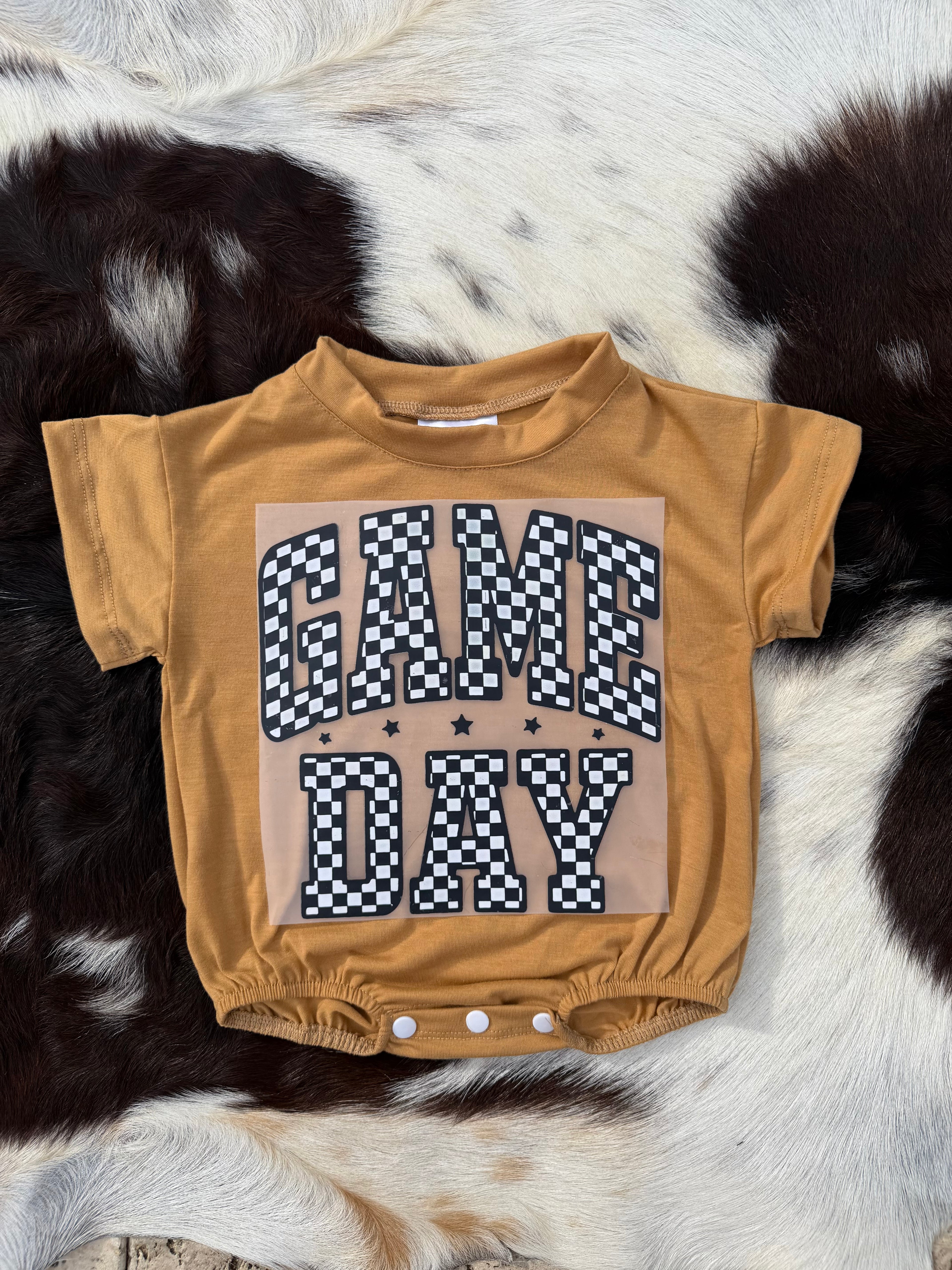 Checkered game day bubble romper (10 color options)
