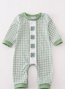 Green Boys St. Patty's Smocked Romper