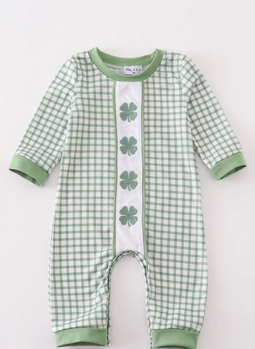 Green Boys St. Patty's Smocked Romper