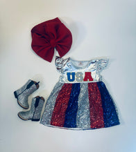 Load image into Gallery viewer, USA Stars &amp; Stripes Sequin Dress
