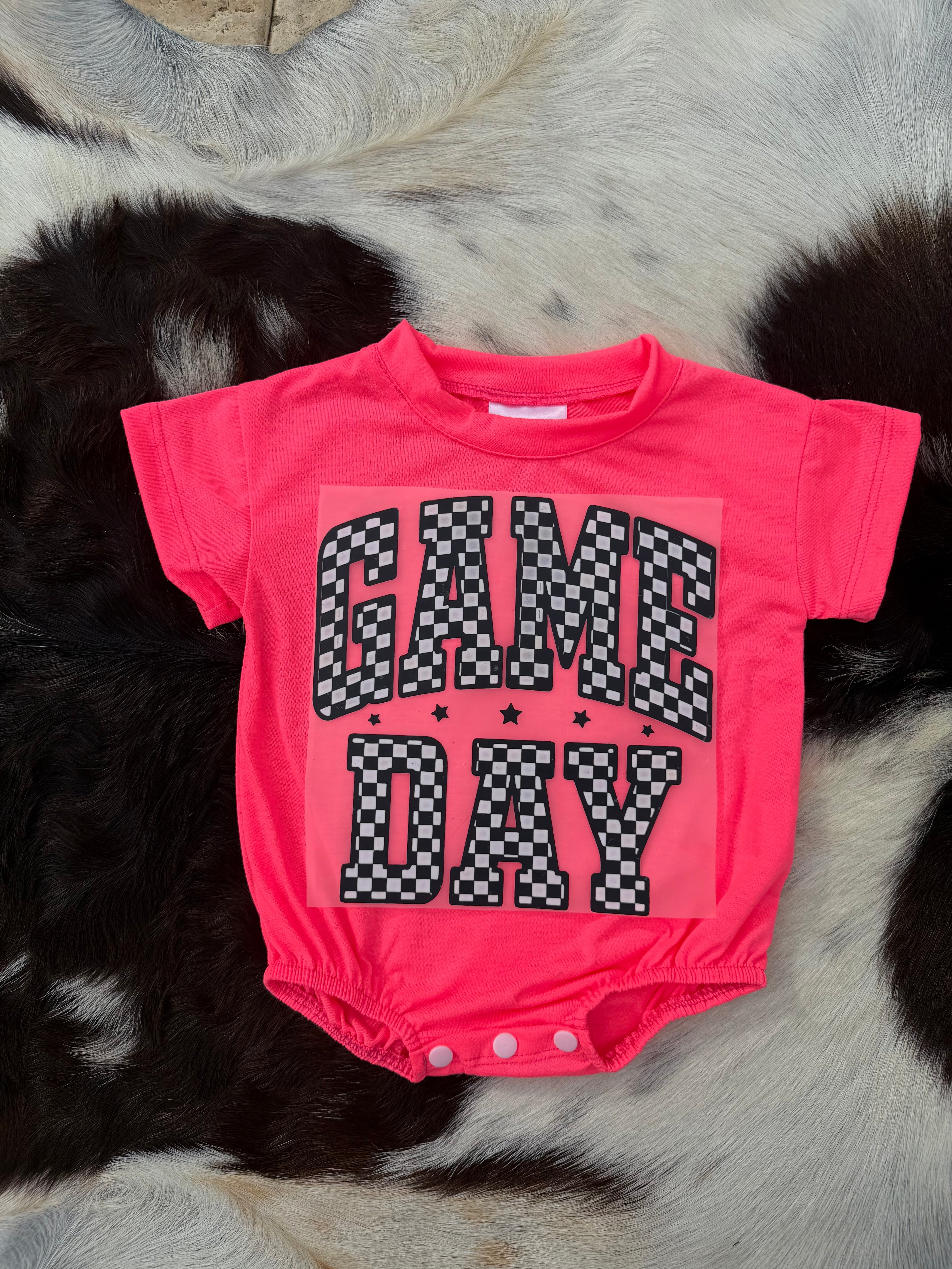 Checkered game day bubble romper (10 color options)