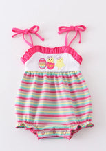 Load image into Gallery viewer, Striped Chick Smocked Bubble Romper
