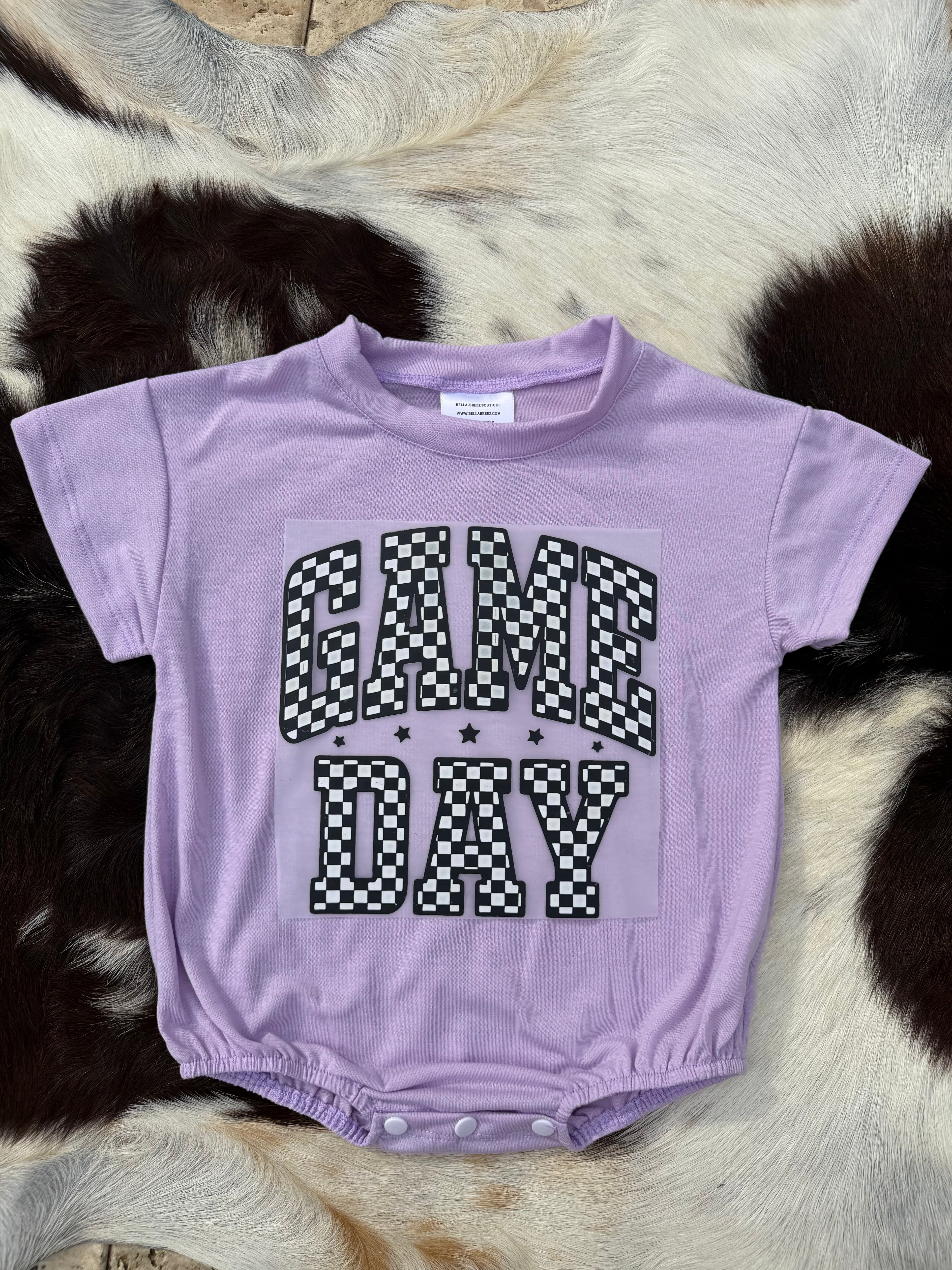 Checkered game day bubble romper (10 color options)