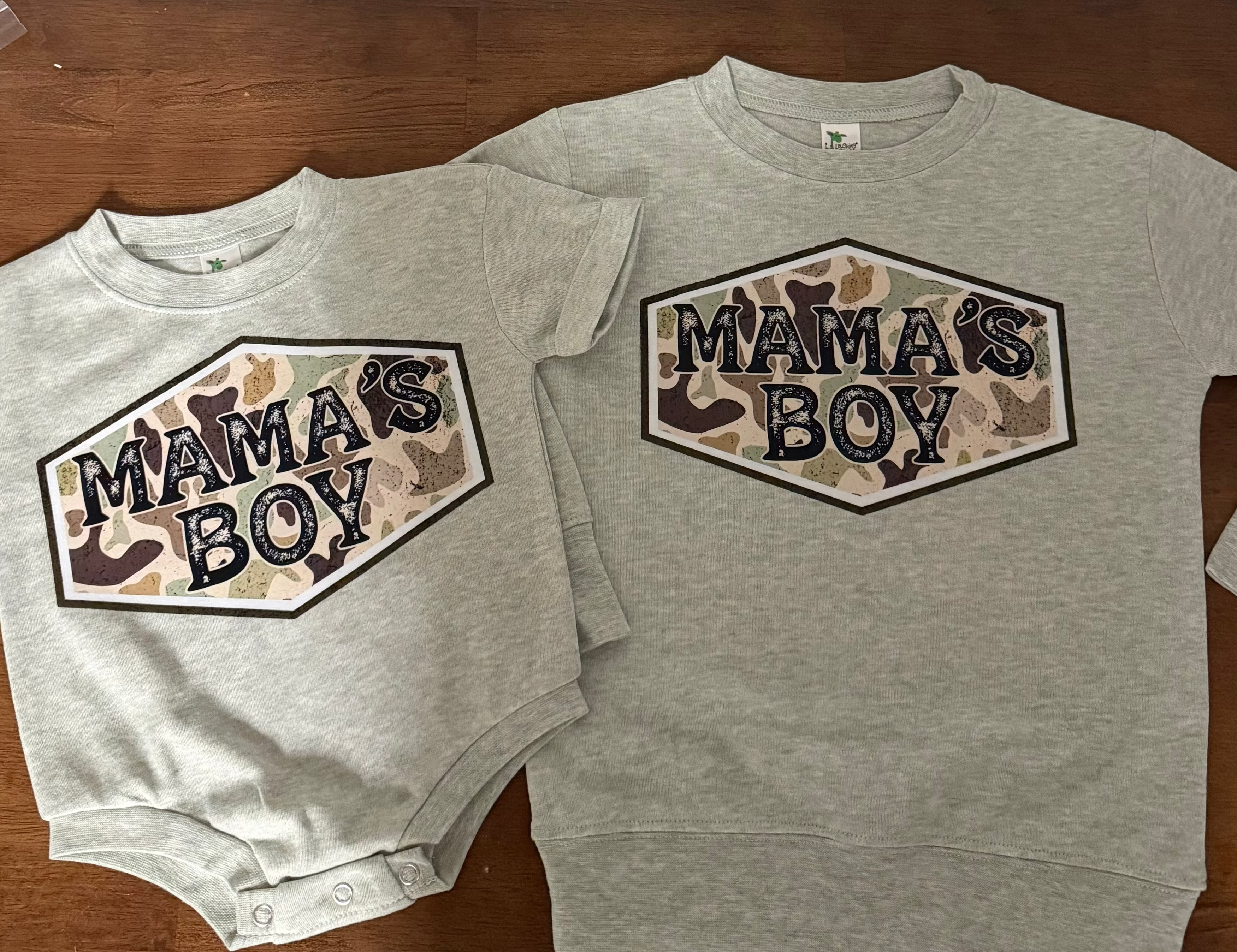 Mama’s Boy Camo Romper or Shirt