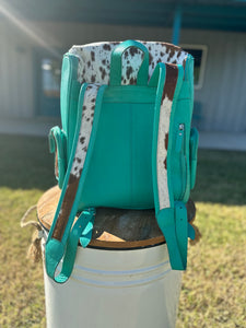 Teal Genuine Cowhide Diaper Backpack