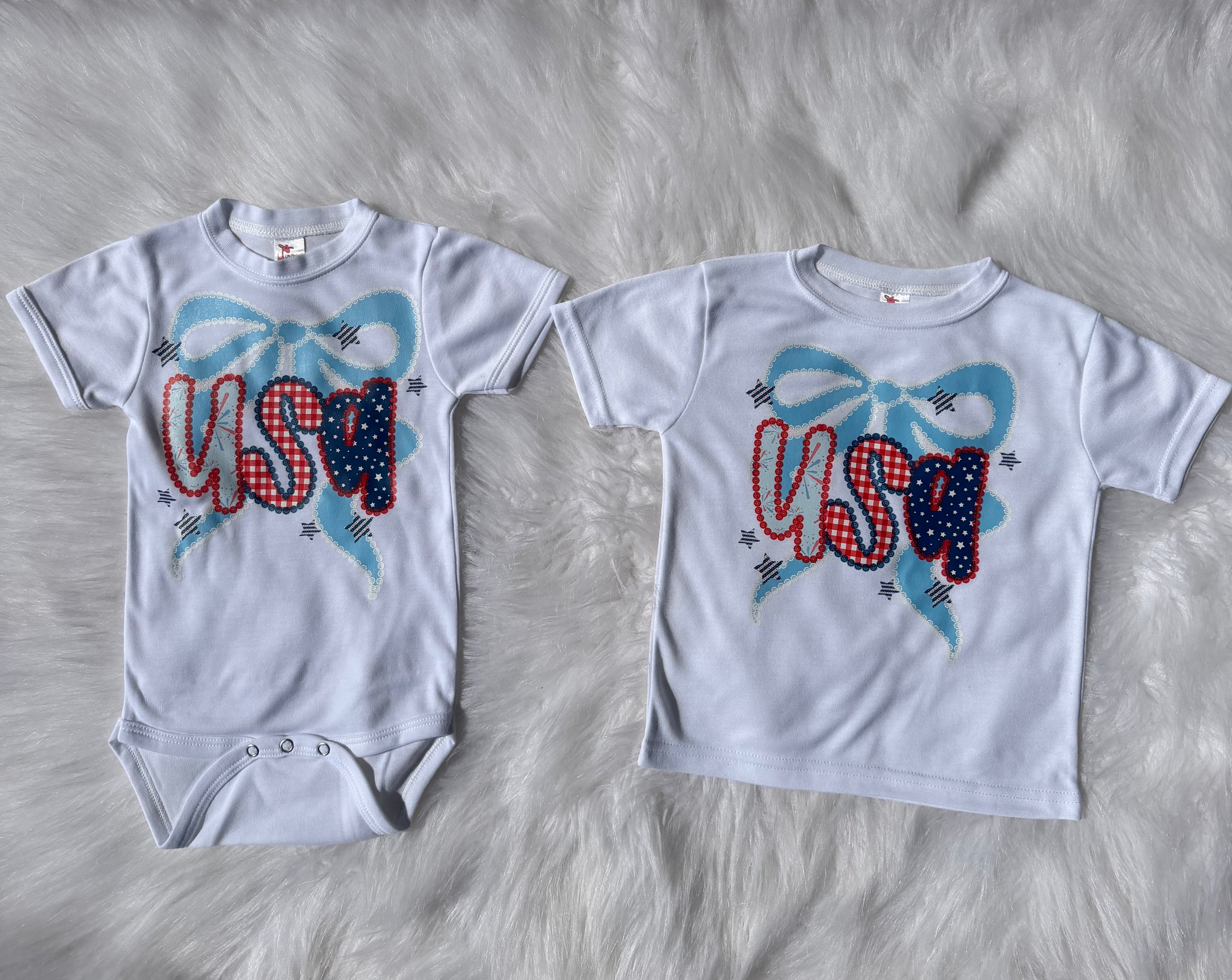USA With Bow  T-Shirts & Onesies