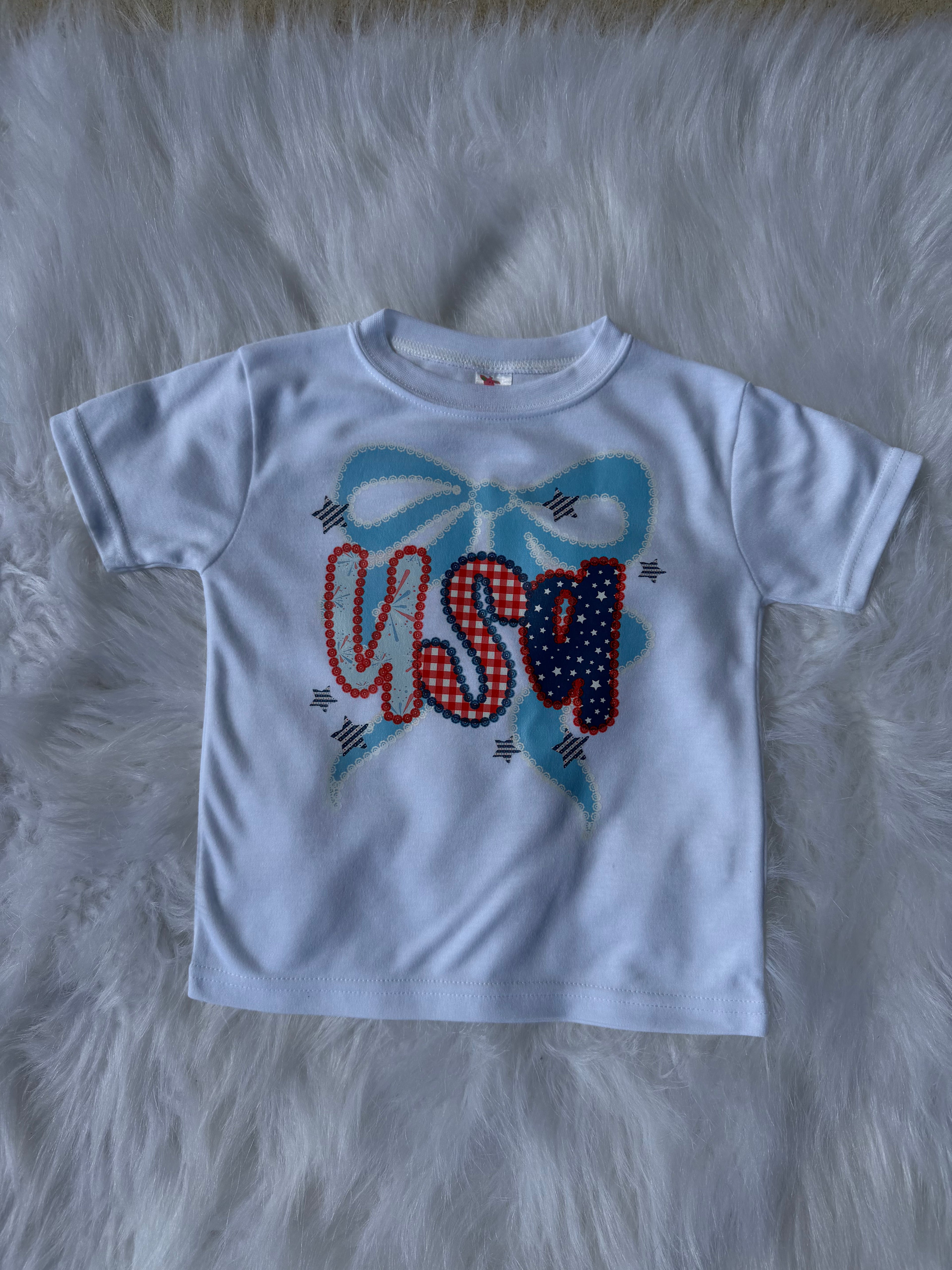 USA With Bow  T-Shirts & Onesies