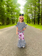Load image into Gallery viewer, Race Ya checkered ruffle top
